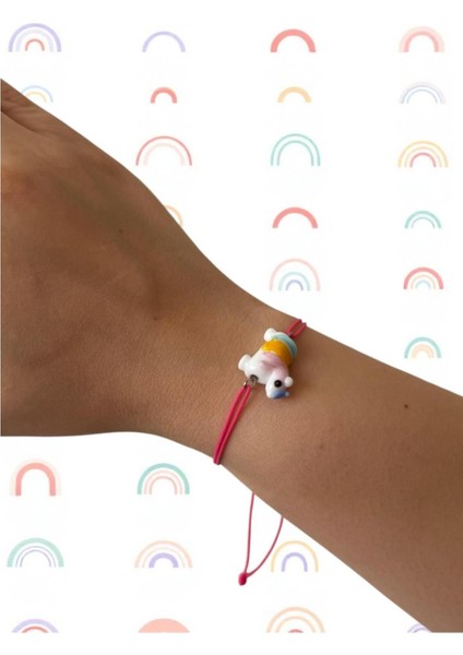 Murano Cam Unicorn Bileklik | Ayarlanabilir Asansörlü Ip Bileklik | El Yapımı Renkli Kadın Bilekliği