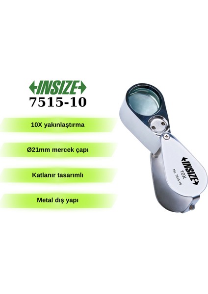 7515-10 Katlanır El Tipi Işıklı Lup 10X fiyatları