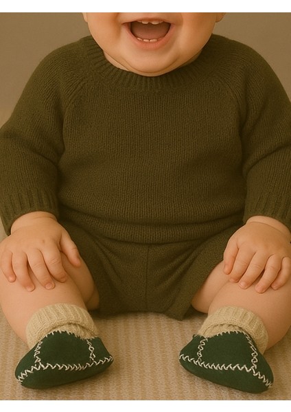 Unisex Bebe Patik Ayakkabı Deri Lüx Yeşil
