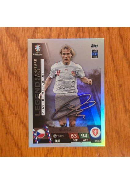 Euro 2024 Pavel Nedved Legend Dijital İmzalı Oyun Kartı 11.0 Metrik Uzunlukta