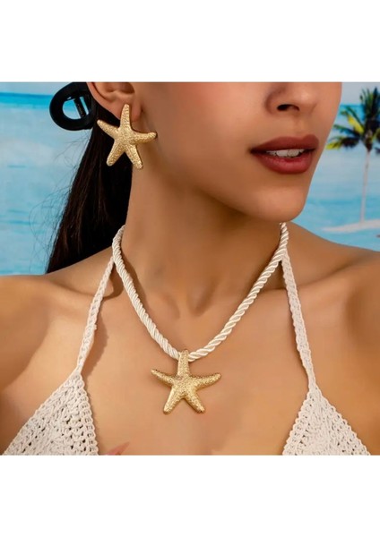 Plaj Stili Deniz Yıldızı Bohem Kolye ve Küpe modelleri