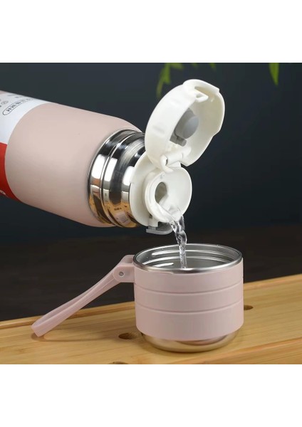 Paslanmaz Çelik Termos Su Şişesi 500ML Vakumlu Kapak Pembe Ithal Ürün fırsatları