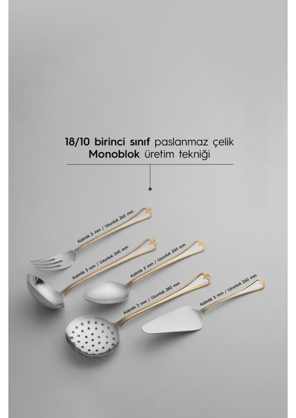Fulya Altın Sade 5 Parça Paslanmaz Çelik Servis Takımı fiyatları