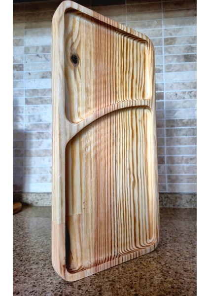 Iki Bölmeli Ahşap Sunum Tahtası - 32 x 16 cm - Açık Kahverengi modelleri