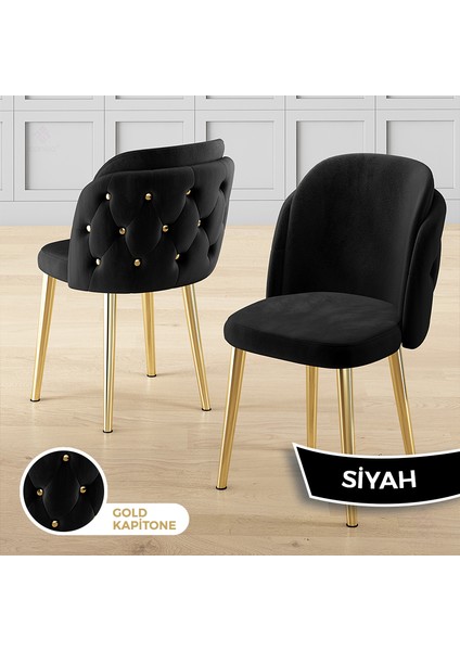 Zae Serisi 90X168 Lak Panel Hazar Gold Ayak Masa Takımı 4 Siyah Sandalye modelleri