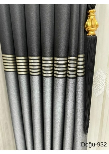 Nivemeshome Doğu Siyah- Gold FT671536 V-932 1/3 Sık Pileli Fon Perde Apm fiyatları