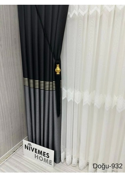 Nivemeshome Doğu Siyah- Gold FT671536 V-932 1/3 Sık Pileli Fon Perde Apm modelleri