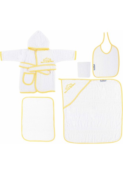 Sema Baby 5 Parça Bebek Bornoz Seti - Sarı
