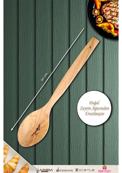 Zeytin Ağacı Ahşap Tahta Kaşık Spatula Seti 2 Parça modelleri