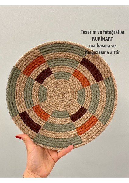 El Yapımı Renkli 3lü Soyut Tasarım Bohem/boho Dekoratif Hasır Duvar Tabağı Seti / Afrikan Tabaklar fırsatları