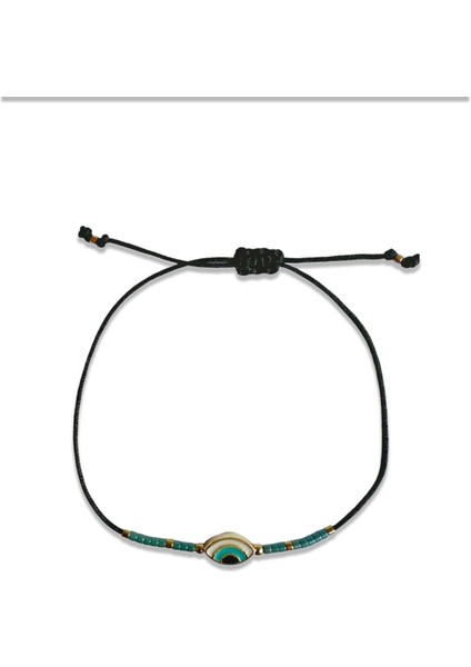 Altın Kaplama Sedefli Göz Charm Bileklik Mavi