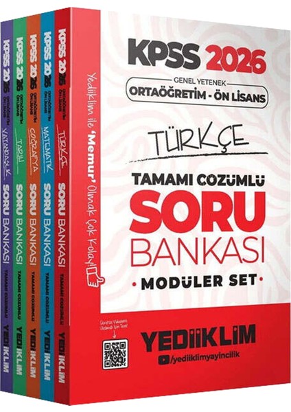 2026 Kpss ortaöğretim Ön Lisans Gygk tamamı Çözümlü Soru Bankası 5 Kitap-Çözümlü 3 Deneme Hediye fiyatları