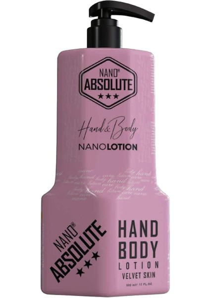 Hand & Body Lotıon Velvet Skın (Pembe) 500 ml / Nano Absolute El ve Vucüt Losyonu