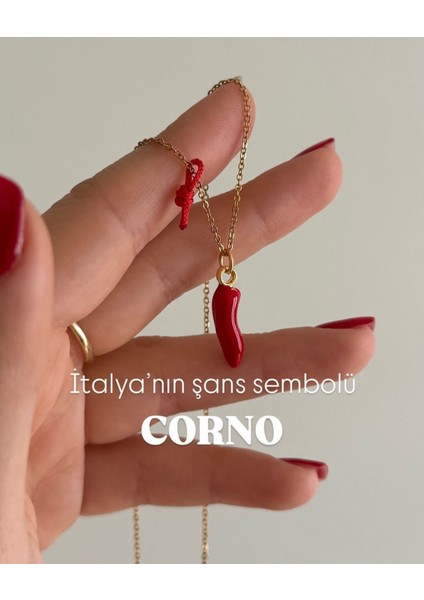 Altın Kaplama Corno Şans Kolyesi | Italya Tılsımı