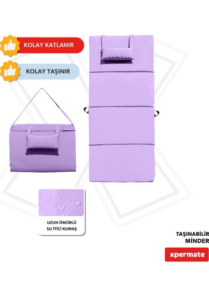 Katlanır Şezlong Minderi - Taşınabilir Kamp Yatağı Su Itici Kumaş 180X60X2 Lila modelleri