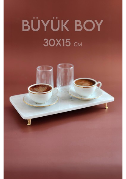 Ege 3'lü Ince ve Gerçek Mermer Sunumluk Seti - Altın Ayaklı modelleri