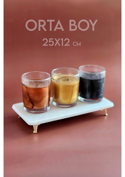 Ege 3'lü Ince ve Gerçek Mermer Sunumluk Seti - Altın Ayaklı fırsatları