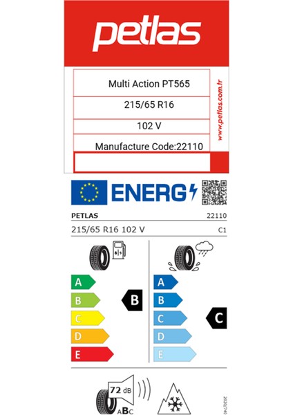 215/65 R16 Tl 102V Reınf. Multı Actıon PT565 Oto 4 Mevsim Lastiği(Üretim YILI:2025) fiyatları