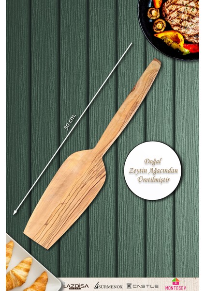 Zeytin Ağacı Ahşap Tahta Kaşık Spatula Seti 2 Parça modelleri