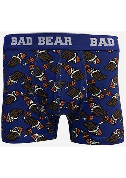 Lacivert Çikolata Desenli Erkek Boxer