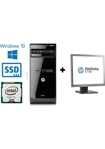 Pro 3400 mt Intel Core I5-2400 8 GB Ram 256 SSD + Hp Monitör 19" - Outlet