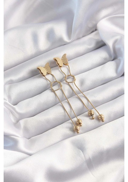 316L Çelik Altın Renk Sallantılı Düğüm Model Kelebek Küpe fiyatları