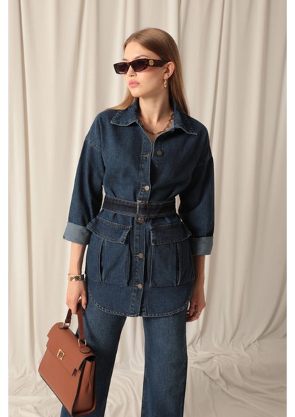Denim Kumaş Cep Detay Kadın Lacivert Kot Ceket fiyatları