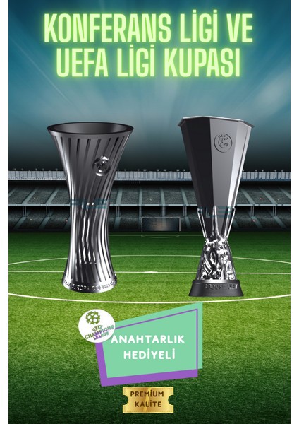Uefa Avrupa Ligi & Konferans Ligi 3D Maket Seti (15 Cm) + Şampiyonlar Ligi Logolu Anahtarlık Hediye