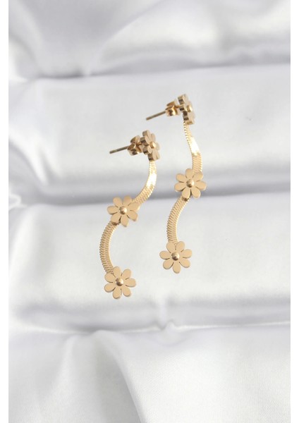 316L Çelik Gold Renk Italyan Zincir Papatya Küpe fiyatları