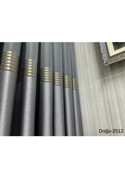 Nivemeshome Doğu Antrasit- Gold FT671536 2512 1/3 Sık Pileli Fon Perde Apm modelleri