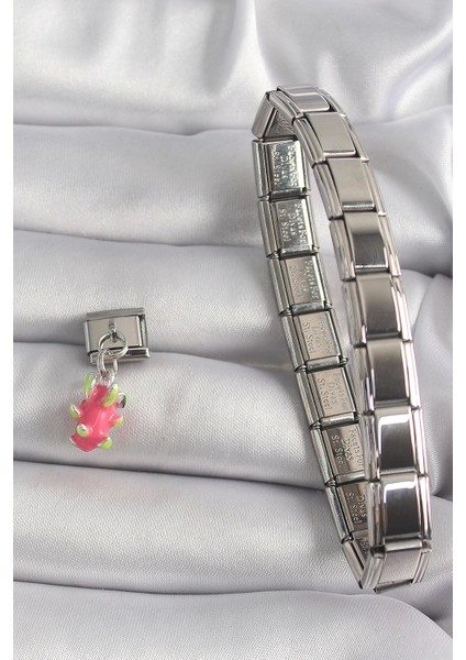 316L Çelik Gümüş Renk Sallantı Ejder Meyvesi Model Nomination Charm fiyatları