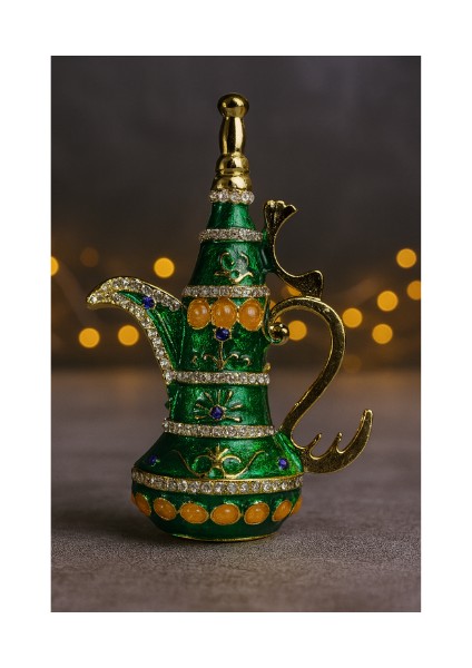 Taşlı Mini Ibrik Figürü | Altın Kaplama Dekoratif Biblo | 5-7 cm | Koleksiyonluk & Hediyelik