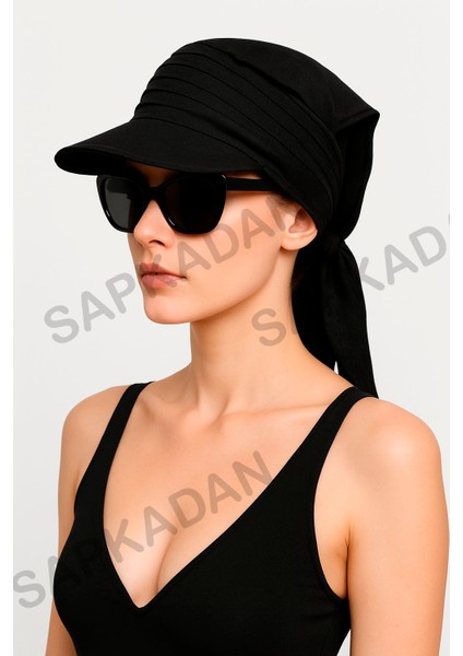 Safari Bağlamalı Siyah Siperli Bandana Vizör