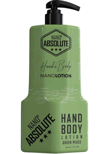 Hand & Body Lotıon Green Peace (Yeşil) 500 ml / Nano Absolute El ve Vucüt Losyonu