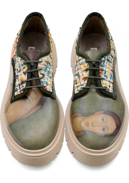 Kadın Vegan Deri Krem Günlük Ayakkabı - Painting Of A Lady Tasarım fiyatları