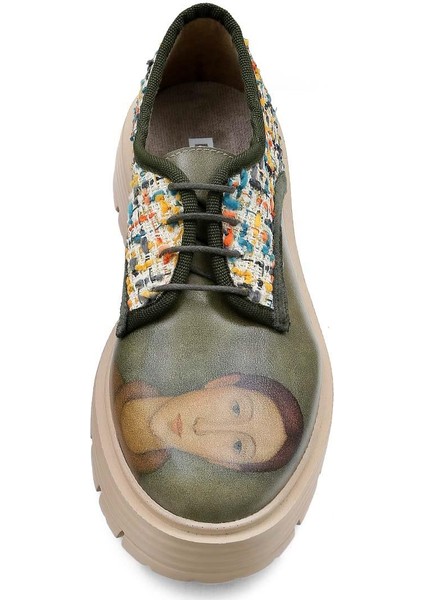 Kadın Vegan Deri Krem Günlük Ayakkabı - Painting Of A Lady Tasarım indirimleri