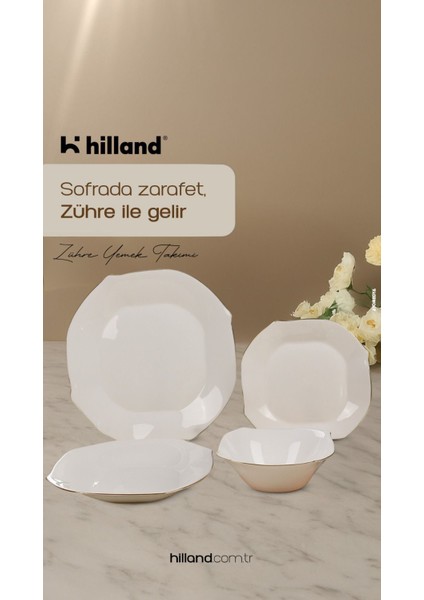 Zühre Yaldızlı Opal 24 Parça Yemek Takımı 6 Kişilik