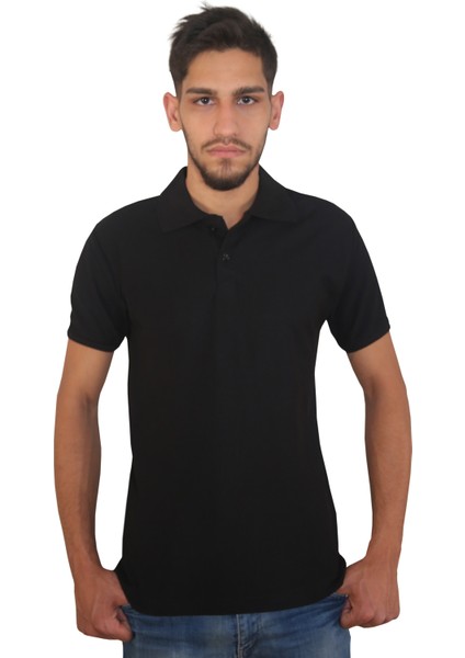 Erkek Polo Yaka Penye %100 Pamuklu Düğmeli T-Shirt