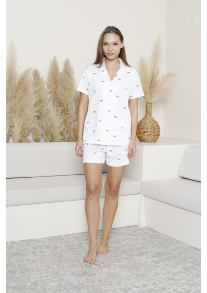 5 Düğme Kısa Şort Pijama Takımı