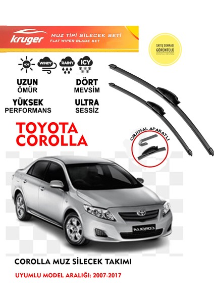 Toyota Corolla (2007 - 2017) Muz Tipi Silecek Seti