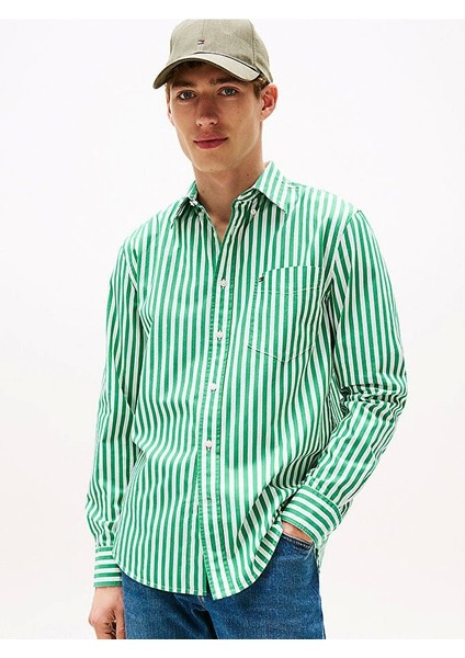 Erkek Flex Poplin Bold Yeşil Gömlek MW0MW394510CD modelleri