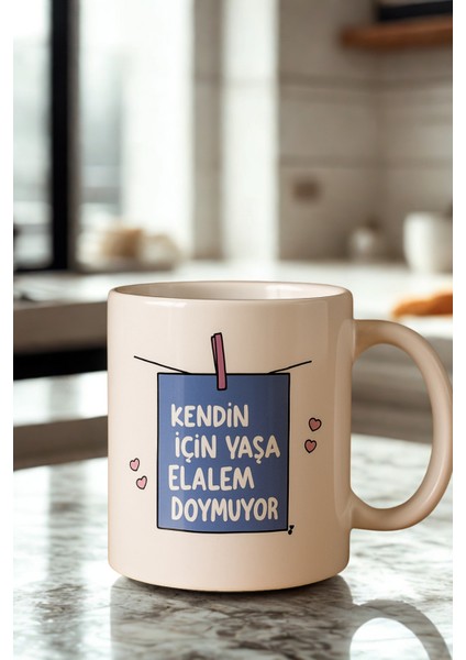 5 Li Paket Motivasyon Yazı Baskı Porselen Kupa Bardak