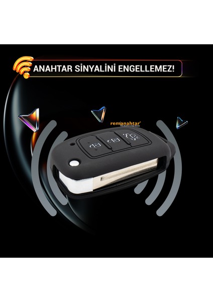 Santa Fe 3 Buton Sustalı Silikon Anahtar Kılıfı - Siyah fırsatları