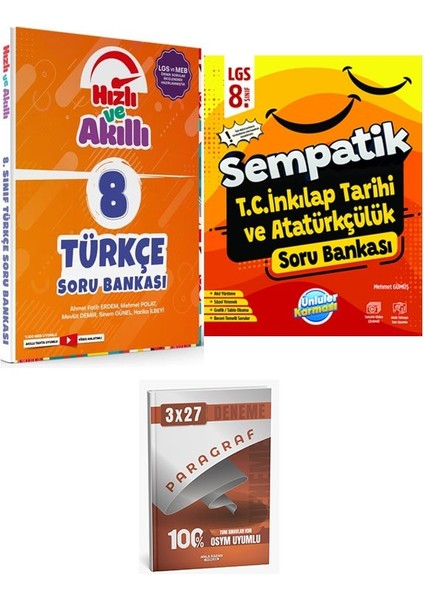 Tammat+Ünlüller 2026 8. Sınıf Lgs Türkçe+T.c.inkılap Tarihi ve Atatürkçülük Hızlı ve Akıllı Soru Bankası Seti+Anla Kazan Paragraf