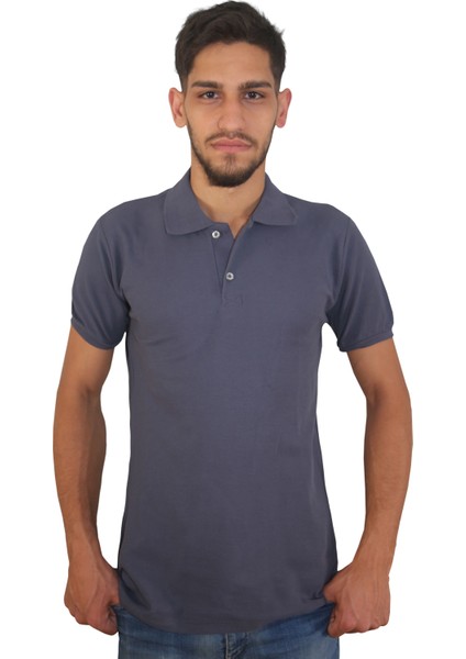 Erkek Polo Yaka Penye %100 Pamuklu Düğmeli T-Shirt