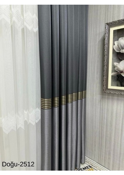 Nivemeshome Doğu Antrasit- Gold FT671536 2512 1/3 Sık Pileli Fon Perde Apm fiyatları