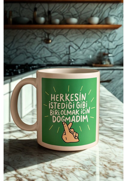 5 Li Paket Motivasyon Yazı Baskı Porselen Kupa Bardak