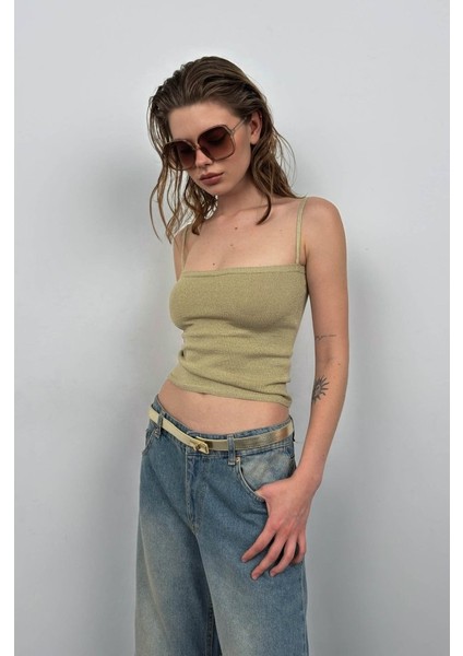 Askı Detay Parlak Triko Bluz fiyatları