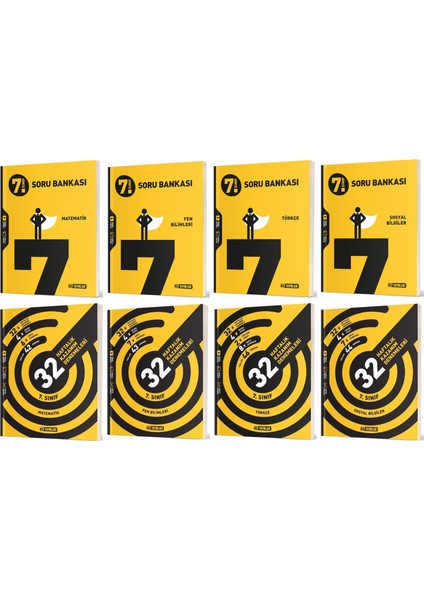 2025 7. Sınıf Matematik Türkçe Fen Sosyal Ingilizce Soru + 36 Haftalık Deneme Seti 10 Kitap