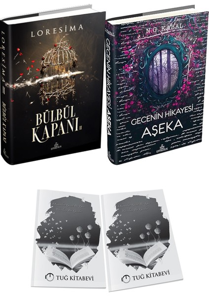 Gecenin Hikayesi Aşeka Ciltli ve Ephesus Yayınları Bülbül Kapanı 2 Ciltli Loresima 2li Set + Hediyeli
